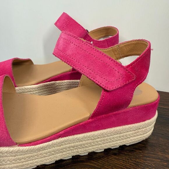 Sorel Women's Cameron Ankle-Strap Platform Sandals fuchsia white suede size 9 sh - Picture 3 of 10